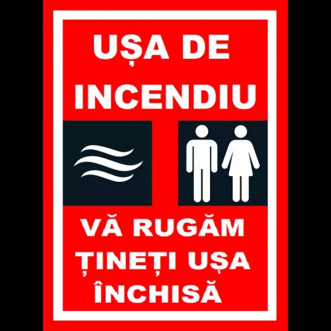 Placuta pentru usa de incendiu va rugam tineti usa inchisa