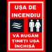 Placuta pentru usa de incendiu va rugam tineti usa inchisa